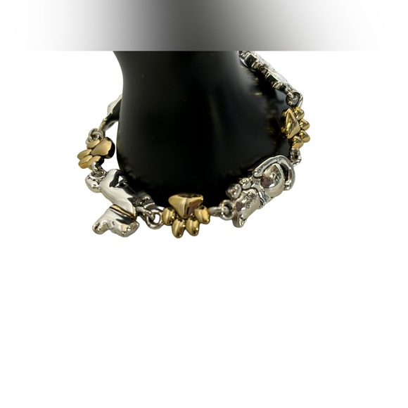 Dog and Cat Lover Bracelet Gold and Silver Tone Link Vintage 80s Premier Designs - Picture 2 of 6